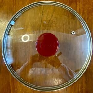T-fal Replacement Lid Tempered Vented Glass, Stainless 10" Cool Touch Red Knob